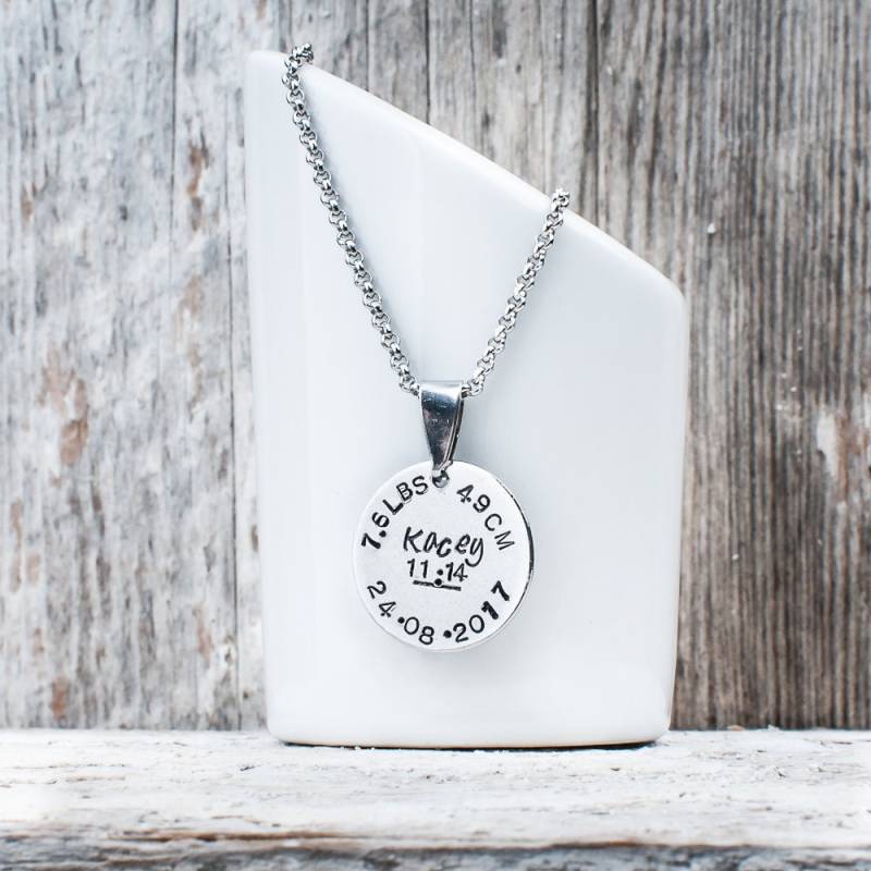 Geburtsinformationsjuwel, Muttergeschenk, Mutterjuwel, Geburtsdatum, Geburtszeit, Personalisiertes Mutterkette, Kinder, Familie von HTrottierCreative