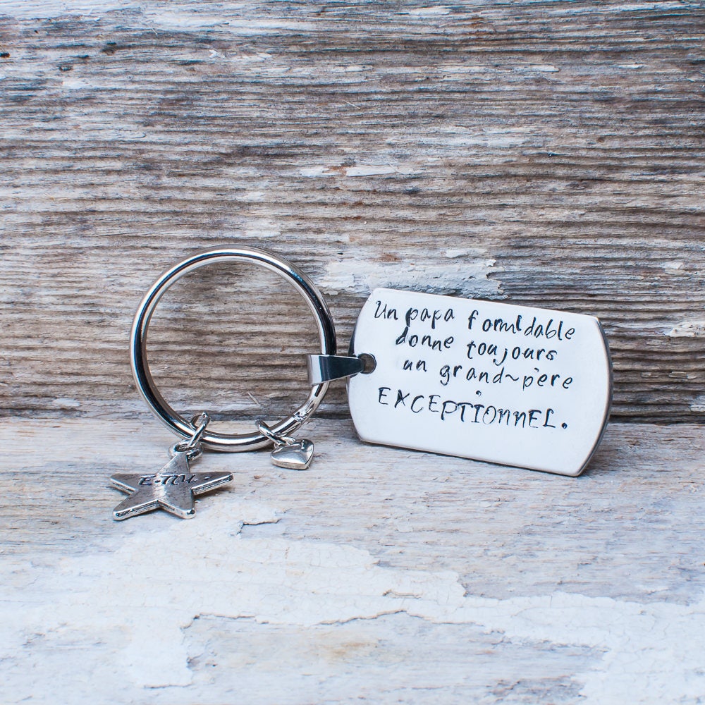 Papa-Geschenk, Opa-Geschenk, Personalisierter Schlüsselanhänger, Danke Papa, Herrengeschenk, Großvater, Initialen, Edelstahl, Hergestellt in Quebec von HTrottierCreative