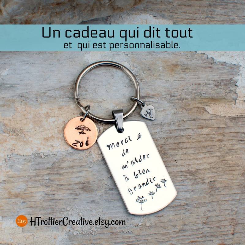 Personalisiertes Geschenk, Geschenk Für Erzieher, Dankeschön Lehrer, Zum Jahresende, Hilfe Wachsen, Personalisierter Schlüsselanhänger, Initiale von HTrottierCreative