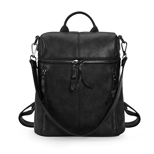 HUA ANGEL 2 In 1 Elegant Damen Rucksack Umhängetasche Anti Diebstahl Tagesrucksack Wasserdicht PU Leder Daypack Schultertasche Leichtgewicht für Tägliche Reise Einkaufs Schule von HUA ANGEL