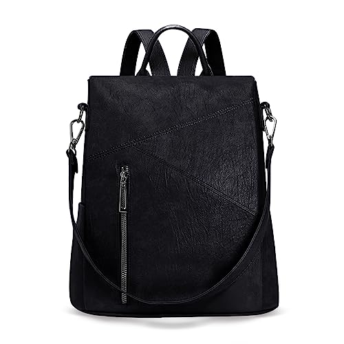 HUA ANGEL 2 In 1 Elegant Damen Rucksack Umhängetasche Anti Diebstahl Tagesrucksack Wasserdicht PU Leder Daypack Schultertasche Leichtgewicht für Tägliche Reise Einkaufs Schule von HUA ANGEL