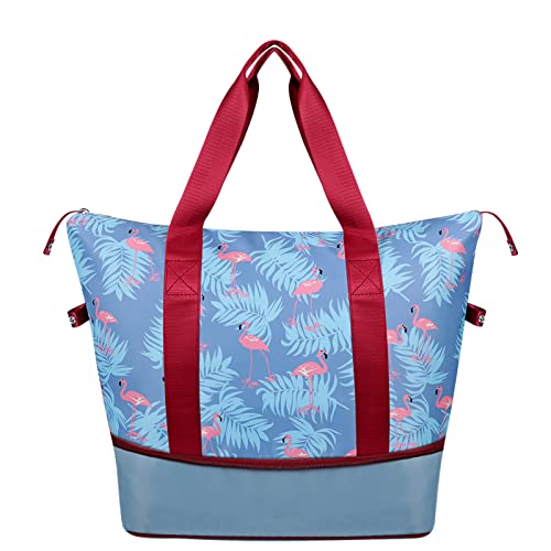 HUA ANGEL Damen Reisetasche Leichtgewicht Sporttasche Wasserdicht Weekender Tasche Übernachtungstasche mit Nass- und Trockentrenntasche für Reisen Yoga Fitnessstudio Training Schwimmen von HUA ANGEL