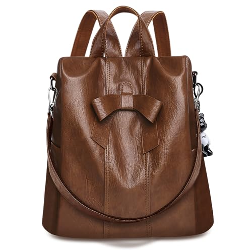 HUA ANGEL Elegant Anti Diebstahl Rucksack Damen Klein Cityrucksack Wasserdicht pu Leder Handtaschen Rucksack 2 In 1 Vintage Schultertasche Damen Mittelgroß FüR Arbeits Sport Alltag Reise von HUA ANGEL