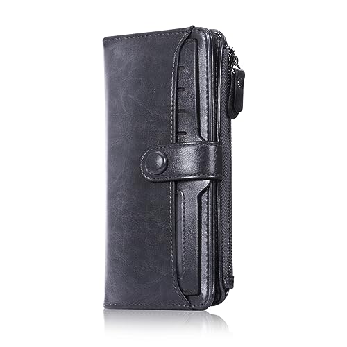 HUA ANGEL Elegant Damen Lange Geldbörse Große Kapazität Clutches Portemonnaie Reißverschluss Brieftasche Leder mit Unabhängig Mehreren Kartenfächern für Kreditkarten Barrechnungen Reisepass von HUA ANGEL