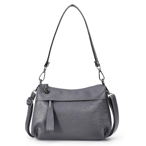 HUA ANGEL Mittelgroß Handtasche Damen UmhäNgetasche Echt Leder Mit Mehreren Fächer Für Handy Und Portmonee Elegant Schultertasche FüR Unterwegs Hochzeit Arbeits Party von HUA ANGEL