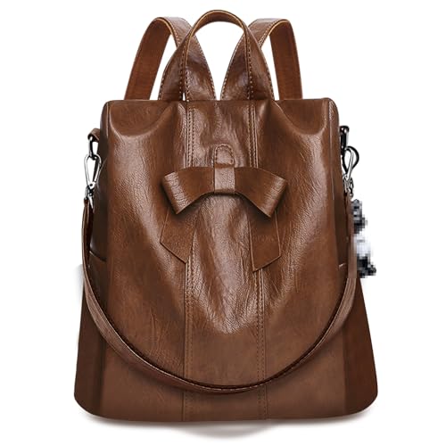 HUA ANGEL Kleiner Anti-Diebstahl Damen Rucksack Taschenrucksack 2in1 Damen Leder Moderne Rucksäcke für City Arbeit Alltag und Reisen von HUA ANGEL
