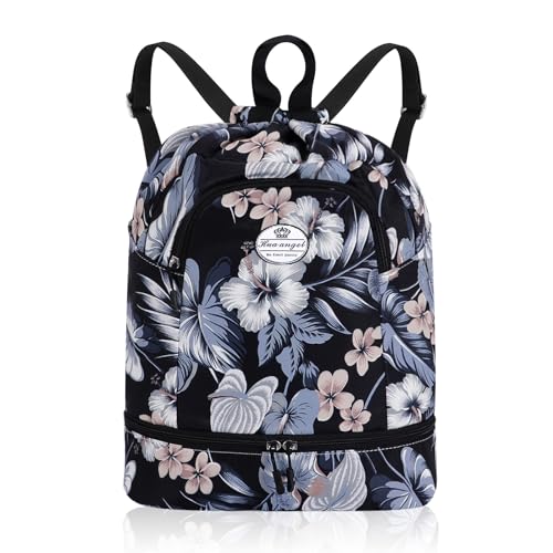 HUA ANGEL Leichter Rucksack Mit Kordelzug Sportrucksack Damen Mit Schuhfach Und Nassfach Wasserdichter Beutel Mit Kordelzug Für Reise Schwimm Training Beach Yoga Basketball FußBall von HUA ANGEL