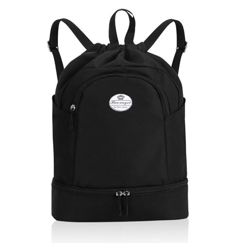 HUA ANGEL Leichter Rucksack Mit Kordelzug Sportrucksack Damen Mit Schuhfach Und Nassfach Wasserdichter Beutel Mit Kordelzug Für Reise Schwimm Training Beach Yoga Basketball FußBall HUA ANGEL Leichter Rucksack Mit Kordelzug Sportrucksack Damen Mit Schuhfach Und Nassfach Wasserdichter Beutel Mit Kordelzug Für Reise Schwimm Training Beach Yoga Basketball FußBall von HUA ANGEL