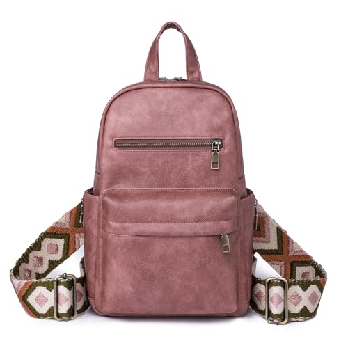 HUA ANGEL Mini Rucksack Damen Brusttasche Stylisch UmhäNgetasche Mit Ipad Fach Damen Crossbody Sling Bag Brusttasche Leder Rucksack Mit Abnehmbaren Riemen FüR Handy Und Portmonee von HUA ANGEL