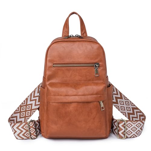 HUA ANGEL Mini Rucksack Damen Brusttasche Stylisch UmhäNgetasche Mit Ipad Fach Damen Crossbody Sling Bag Brusttasche Leder Rucksack Mit Abnehmbaren Riemen FüR Handy Und Portmonee von HUA ANGEL