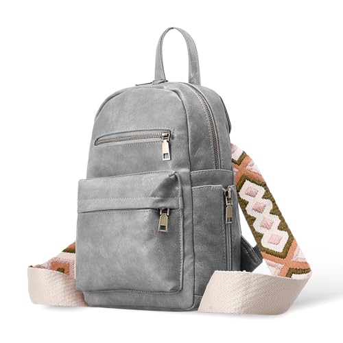 HUA ANGEL Mini Rucksack Damen Brusttasche Stylisch UmhäNgetasche Mit Ipad Fach Damen Crossbody Sling Bag Brusttasche Leder Rucksack Mit Abnehmbaren Riemen FüR Handy Und Portmonee von HUA ANGEL