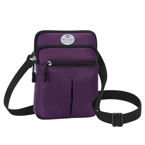 HUA ANGEL Mini Umhängetaschen kleine Handytaschen für Damen und Herren Sport Bauchtasche stylish hüfttasche mit Reißverschluss wasserdicht Stoff Gürteltasche mit vielen Fächern Für Reisen von HUA ANGEL