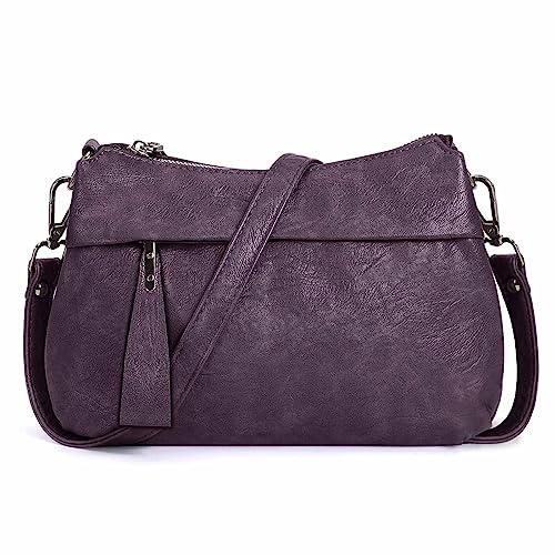 HUA ANGEL Mittelgroß Handtasche Damen UmhäNgetasche Echt Leder Mit Mehreren Fächer Für Handy Und Portmonee Elegant Schultertasche FüR Unterwegs Hochzeit Arbeits Party von HUA ANGEL