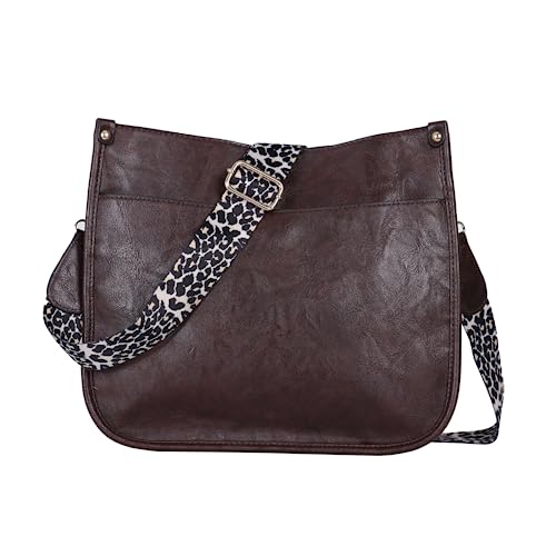 HUA ANGEL Modern Schultertasche Damen Leder Mittelgross Beuteltasche Klein Arbeitstasche Damen UmhäNgetasche Handtasche Damen UmhäNgetasche Mittelgroß Viele FäCher Breiter Gurt Elegant von HUA ANGEL