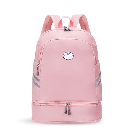 HUA ANGEL Rucksack Damen GroßE KapazitäT Faltbarer Ein Wochenende Sportrucksack Mit Schuhfach Und Nassfach FüR Reise Schwimm Training Beach Yoga Aus Nylon Leichter Wasserdichter Outdoor von HUA ANGEL