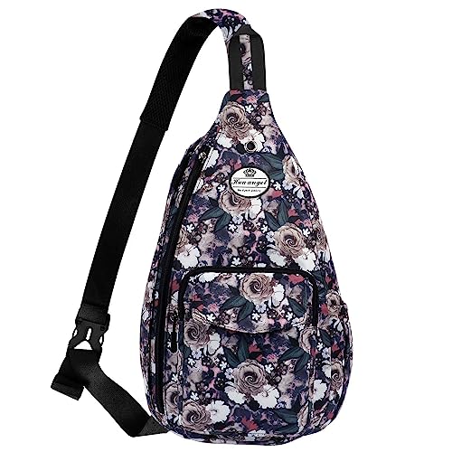 HUA ANGEL Stylisch Brusttasche Crossbody Bag Leichter Rucksack Damen Heren Wasserdicht Sling Bag Brusttasche UmhäNgetasche Mit Flaschenfach FüR Reisen Sportlich Wandern von HUA ANGEL