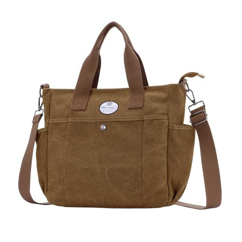 HUA ANGEL Stylische Damentaschen Umhängetasche Canvas Tragetasche für Frauen mit mehreren Taschen und Schultergurt Handtasche Damen für Arbeit Shopper Sportliche Everyday von HUA ANGEL