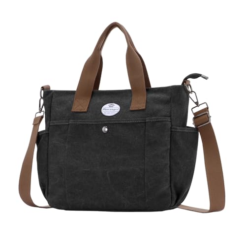 HUA ANGEL Stylische Damentaschen Umhängetasche Canvas Tragetasche für Frauen mit mehreren Taschen und Schultergurt Handtasche Damen für Arbeit Shopper Sportliche Everyday von HUA ANGEL