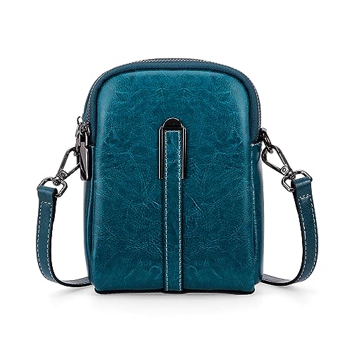 HUA ANGEL Leicht Handytasche zum Umhängen Mit Geldbörse Echtleder Kleine Handtasche Mini Schultertasche Bag Mit Langen Riemen Für Handy Und Portmonee Sport Reisen Dating Arbeit von HUA ANGEL