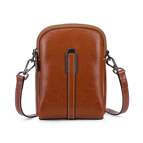 HUA ANGEL UmhäNgetasche Handy Mit GeldböRse Echtleder Leicht Kleine Handtasche Mini Schultertasche Bag Mit Langen Riemen FüR Handy Und Portmonee Geeignet FüR Sport Reisen Dating Arbeit von HUA ANGEL