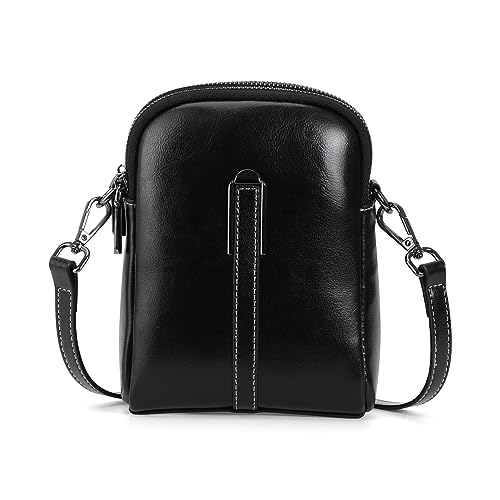 HUA ANGEL UmhäNgetasche Handy Mit GeldböRse Echtleder Leicht Kleine Handtasche Mini Schultertasche Bag Mit Langen Riemen FüR Handy Und Portmonee Geeignet FüR Sport Reisen Dating Arbeit von HUA ANGEL