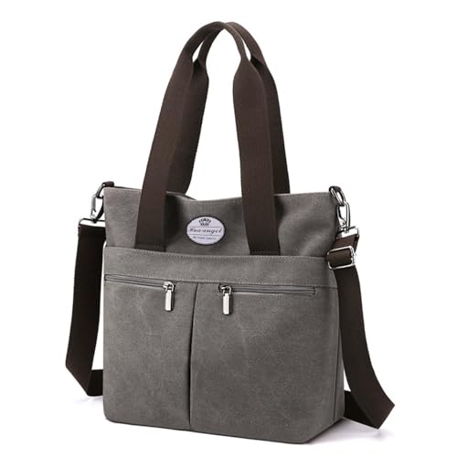 HUA ANGEL Vintage Canvas Damen Handtasche Schultertasche Crossbody Mittelgroß Vintage UmhäNgetasche Mit Vielen FäChern FüR Die Arbeiten Sportlich Shopping von HUA ANGEL