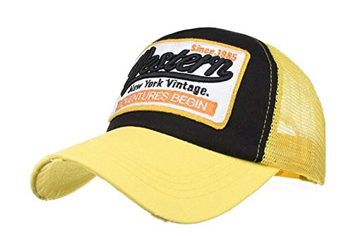 HUA YANG Trucker Caps Herren Baseball Cap Basecap Meshcap Baseballcap mit Baumwolle Frühjahr/Sommer Verstellbar Sport Kappe (Gelb), (HY-058) von HUA YANG
