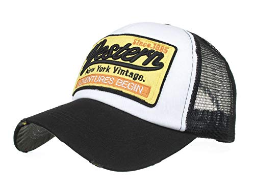 HUA YANG Trucker Caps Herren Baseball Cap Basecap Meshcap Baseballcap mit Baumwolle Frühjahr/Sommer Verstellbar Sport Kappe (Schwarz), HY-058, 56-60 von HUA YANG