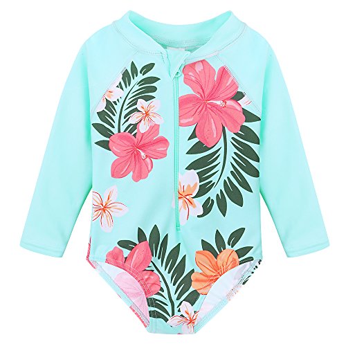 HUAANIUE Mädchen Badeanzug Ärmeln Bademode Bikini Baby Kinder Badekleidung für Schwimmen Schwimmsportbekleidung UPF 50+ UV-Schutz 0-6 Jahre von HUAANIUE