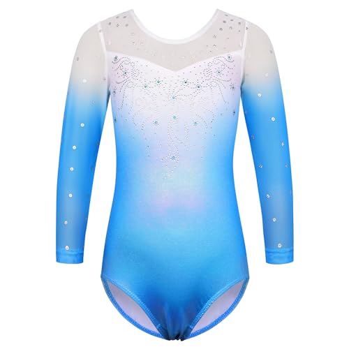 HUAANIUE Mädchen Turnanzug 3-14 Jahre, klassische Gymnastikanzüge ohne Ärmel & 3/4-Ärmel, Strasssteine, Farbverläufe, elastisch & bequem, ideal für Tanz & Ballett (B348-Verlaufsblau, 4-5 Jahre) HUAANIUE Mädchen Turnanzug 3-14 Jahre, klassische Gymnastikanzüge ohne Ärmel & 3/4-Ärmel, Strasssteine, Farbverläufe, elastisch & bequem, ideal für Tanz & Ballett (B348-Verlaufsblau, 4-5 Jahre) von HUAANIUE