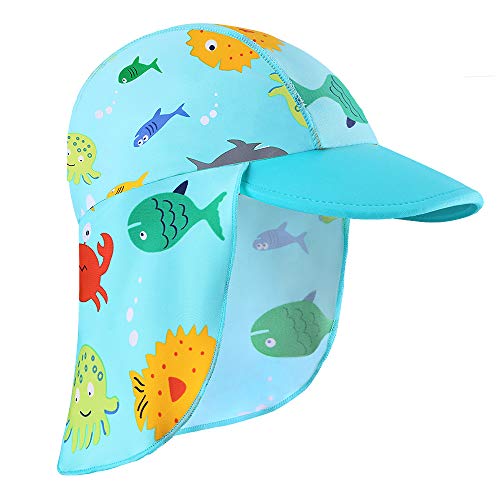 HUAANIUE Mütze Badekappe, Bademütze Sonnenhut Schwimmkappe mit UV-Schutz für Kinder 6-18month 4-6years von HUAANIUE