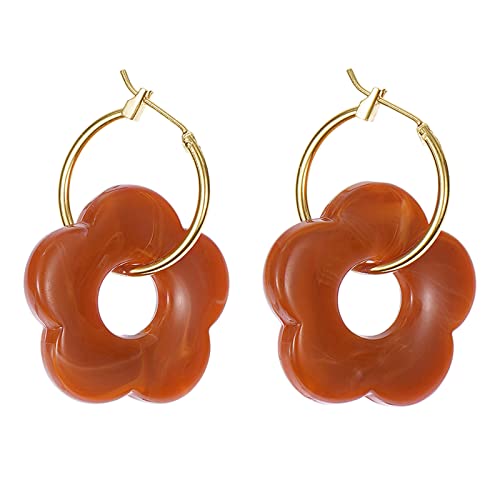 Acrylblumenharz Fallen Ohrringe Einfache Runde Hohle Ohrringe Mädchen Schmuck Niedliche Party Persönlichkeit Geschenke 13 Farbe von HUAANYA
