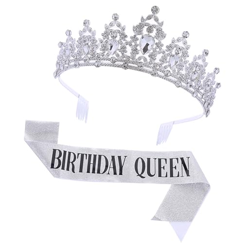 Elegante Strasssteine ​​Tiaras Und Glitzerschärpe Set Für Frauen Modische Kopfbedeckungs Ornament Geburtstagsfeier Accessoires von HUAANYA