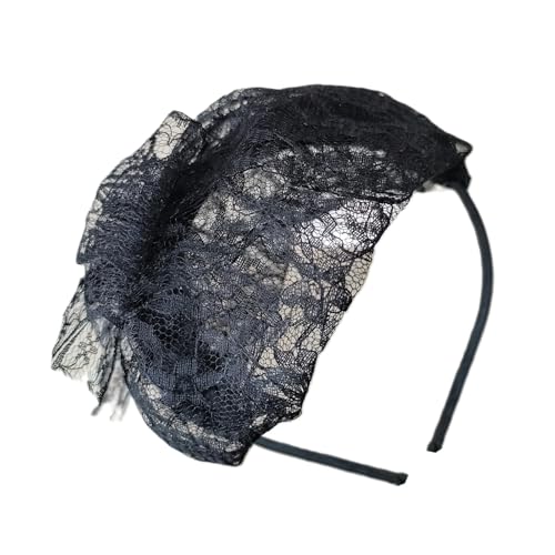 Elegantes Haarband mit hoher Totenkopf-Spitze, mit Schleife, französisches Netzgewebe, für weibliche Teaparty-Haarabdeckung, formelle Haarverzierung von HUAANYA
