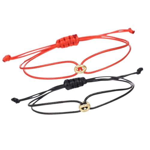HUAANYA 2pcs Viel Glück Charme Perlenarmbänder Für Paare Einstellbare Größe Gewebter Handchain Geflochten von HUAANYA
