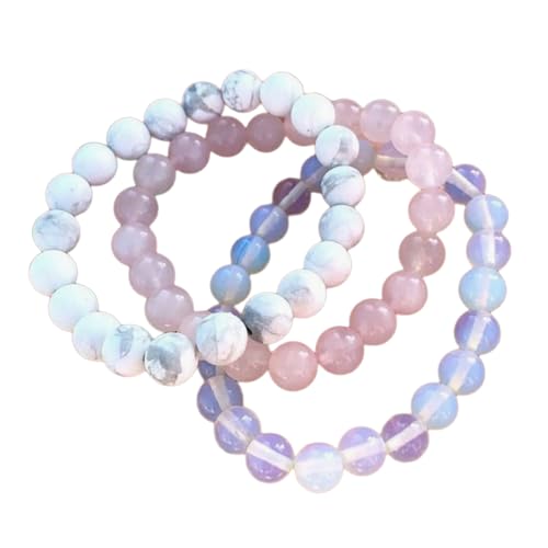 HUAANYA 3pcs Natürliche Edelsteine ​​Armbänder Heilung Perlen Stretch Armband Buntes Natursteinperle Handchain Party Schmuck Schmuck von HUAANYA