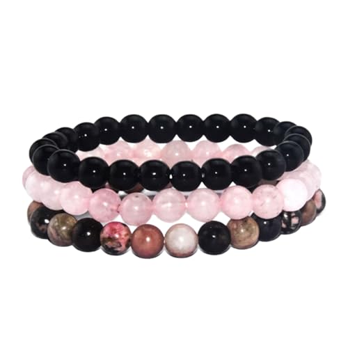 HUAANYA 3pcs Natürliche Edelsteine ​​Armbänder Heilung Perlen Stretch Armband Buntes Natursteinperle Handchain Party Schmuck Schmuck von HUAANYA
