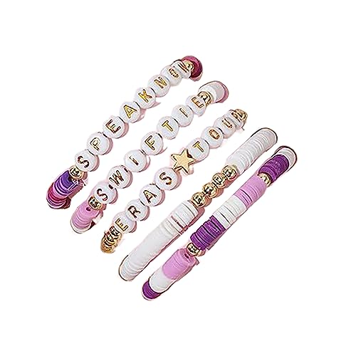 HUAANYA 5pcs/Lot Mehrfarbig Weiche Tonperlen Armbänder Perlen Elastizbänder Stapelbare Handgelenk Kette Teenager Mädchen Schmuck Geschenk von HUAANYA