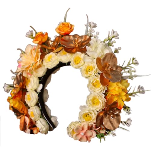 HUAANYA Chinesische Traditionelle Handgewebte Blumen Breite Haarbänder Für Frauen Damen Party Fotoshootings Mehrfarbige Blumen Kopfbedeckung von HUAANYA