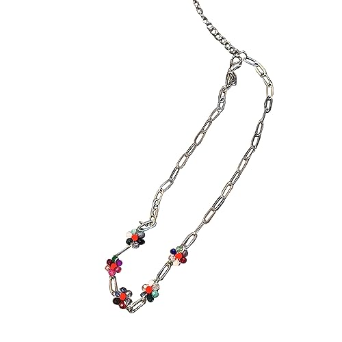 HUAANYA Einfache Gänseblümchenblume Halskette Elegante Metallkette Choker Temperament Halskette Statement Schmuck Mode Neck Kette von HUAANYA