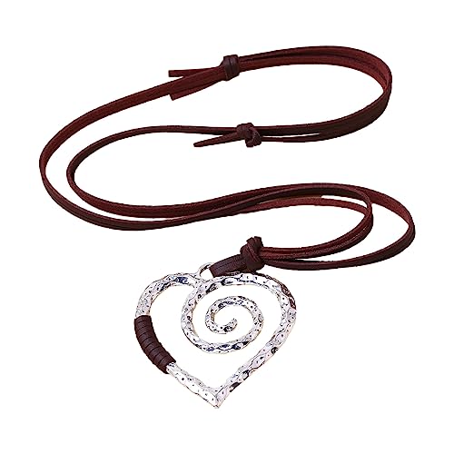 HUAANYA Vintage Heart Anhänger Halskette Frauen Temperament Colarmbone Kette Leder Choker Frauen Verstellbarer Kettenschmuck Geschenk von HUAANYA
