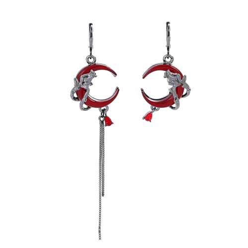 Mode Asymmetrische Quasten Ohrclip Einzigartige Drop Ohrringe Mit Dynamischen Quasten Stilvollen Ohrringen Accessoire von HUAANYA