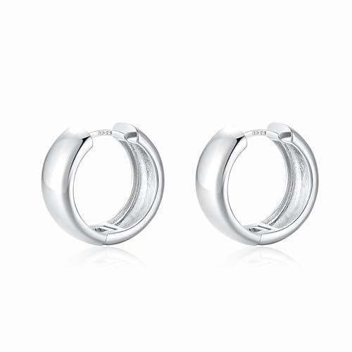 925 Silber Double Hoop Ohrringe Creolen, Kleine Hypoallergene Knorpel Huggie Ohrringe, Einzigartiges Geschenk für Frauen Mädchen 12mm von HUABOLA CALYN