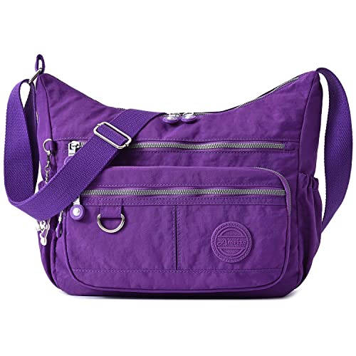 HUAERYOUYUE Schultertasche Damen Umhängetasche Wasserdichte Mode Reisetasche Leicht Seitentasche Lässige Sporttasche Büchertasche Taschen für Freizeit (Lila Groß) von HUAERYOUYUE