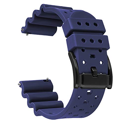 HUAFIY Silikon-Uhrenarmbänder, Breite 20 mm, 22 mm, 24 mm, Gummiarmbänder, Schnellverschluss-Gummi-Uhrenarmband für Herren/Damen, Dunkelblau/schwarze Schnalle, 24 mm, Sportlich HUAFIY Silikon-Uhrenarmbänder, Breite 20 mm, 22 mm, 24 mm, Gummiarmbänder, Schnellverschluss-Gummi-Uhrenarmband für Herren/Damen, Dunkelblau/schwarze Schnalle, 24 mm, Sportlich von HUAFIY