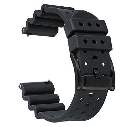 HUAFIY Silikon-Uhrenarmbänder, Breite 20 mm, 22 mm, 24 mm, Gummiarmbänder, Schnellverschluss-Gummi-Uhrenarmband für Herren/Damen, Schwarz/schwarze Schnalle, 20 mm, Klassisch HUAFIY Silikon-Uhrenarmbänder, Breite 20 mm, 22 mm, 24 mm, Gummiarmbänder, Schnellverschluss-Gummi-Uhrenarmband für Herren/Damen, Schwarz/schwarze Schnalle, 20 mm, Klassisch von HUAFIY