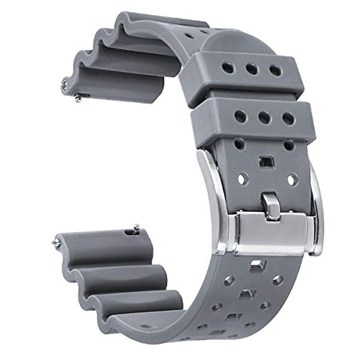 HUAFIY Silikon-Uhrenarmbänder, Breite 20 mm, 22 mm, 24 mm, Gummiarmbänder, Schnellverschluss-Gummi-Uhrenarmband für Herren/Damen, Grau/silberfarbene Schnalle, 22 mm, Sportlich HUAFIY Silikon-Uhrenarmbänder, Breite 20 mm, 22 mm, 24 mm, Gummiarmbänder, Schnellverschluss-Gummi-Uhrenarmband für Herren/Damen, Grau/silberfarbene Schnalle, 22 mm, Sportlich von HUAFIY