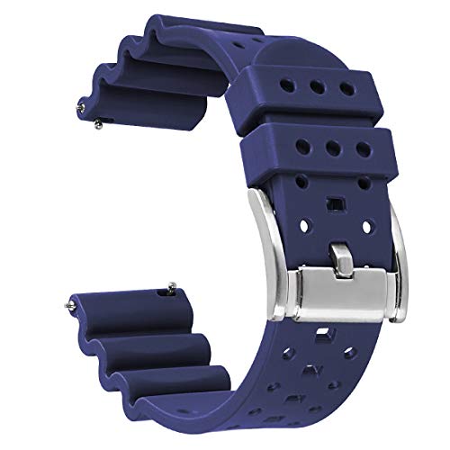 HUAFIY Silikon-Uhrenarmbänder – wählen Sie Farbe und Breite 20 mm, 22 mm, 24 mm Gummi-Armbänder. Schnellverschluss-Gummi-Uhrenarmbänder für Damen/Herren 22mm Blau, versilbert HUAFIY Silikon-Uhrenarmbänder – wählen Sie Farbe und Breite 20 mm, 22 mm, 24 mm Gummi-Armbänder. Schnellverschluss-Gummi-Uhrenarmbänder für Damen/Herren 22mm Blau, versilbert von HUAFIY