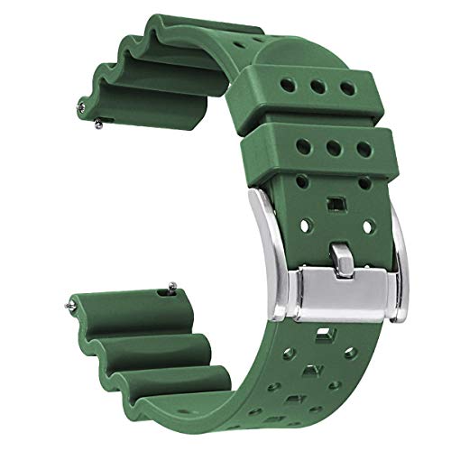 HUAFIY Silikon-Uhrenarmbänder – wählen Sie Farbe und Breite 20 mm, 22 mm, 24 mm Gummi-Armbänder. Schnellverschluss-Gummi-Uhrenarmbänder für Damen/Herren 22mm grün HUAFIY Silikon-Uhrenarmbänder – wählen Sie Farbe und Breite 20 mm, 22 mm, 24 mm Gummi-Armbänder. Schnellverschluss-Gummi-Uhrenarmbänder für Damen/Herren 22mm grün von HUAFIY