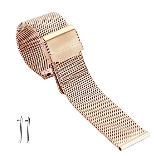 HUAHAP Milanese Mesh-Uhrenarmband, 10-22mm Schnellverschluss-Uhrenarmband Smart Watch Armbänder für Männer und Frauen, Edelstahl-Metall-Mesh-Armband (Color : Rose Gold, Size : 14mm) von HUAHAP